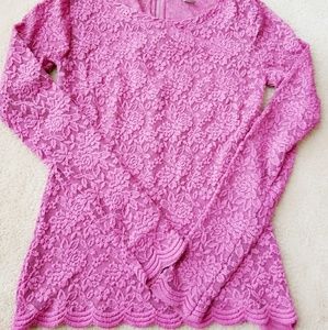 Pink Lace Long Sleeve Sweater